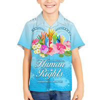 Universal Human Rights Month Family Matching Short Sleeve Bodycon Dress and Hawaiian Shirt Polynesian Style LT05 Son's Shirt Blue - Polynesian Pride
