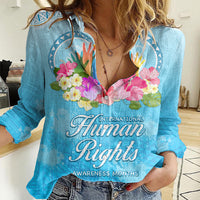 Universal Human Rights Month Women Casual Shirt Polynesian Style LT05 Female Blue - Polynesian Pride