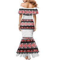 New Zealand Aotearoa Mermaid Dress With Kowhaiwhai Pattern Red Version LT05 - Polynesian Pride