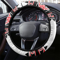 New Zealand Aotearoa Steering Wheel Cover With Kowhaiwhai Pattern Red Version LT05 - Polynesian Pride
