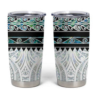 New Zealand Aotearoa Tumbler Cup With Paua Shell Kowhaiwhai Pattern LT05 Green - Polynesian Pride