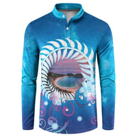 New Zealand Matapouri Beach Landscape Button Sweatshirt LT05 Blue - Polynesian Pride