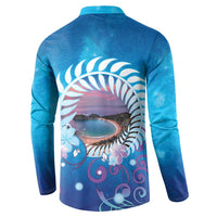 New Zealand Matapouri Beach Landscape Button Sweatshirt LT05 - Polynesian Pride