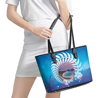 New Zealand Matapouri Beach Landscape Leather Tote Bag LT05 - Polynesian Pride