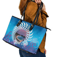 New Zealand Matapouri Beach Landscape Leather Tote Bag LT05 - Polynesian Pride