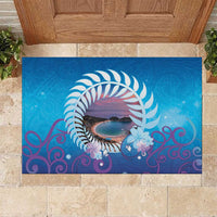 New Zealand Matapouri Beach Landscape Rubber Doormat LT05 Blue - Polynesian Pride