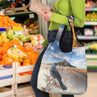 New Zealand Mount Taranaki Landscape Grocery Bag Kokako Bird Polynesian Style LT05 - Polynesian Pride