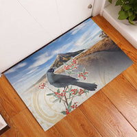 New Zealand Mount Taranaki Landscape Rubber Doormat Kokako Bird Polynesian Style LT05 - Polynesian Pride