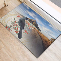 New Zealand Mount Taranaki Landscape Rubber Doormat Kokako Bird Polynesian Style LT05 - Polynesian Pride