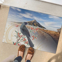 New Zealand Mount Taranaki Landscape Rubber Doormat Kokako Bird Polynesian Style LT05 - Polynesian Pride