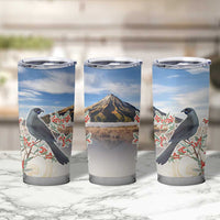 New Zealand Mount Taranaki Landscape Tumbler Cup Kokako Bird Polynesian Style LT05 - Polynesian Pride