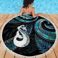New Zealand Aotearoa Beach Blanket Maori Manaia Paua Shell Glitter Turquoise LT05 - Polynesian Pride