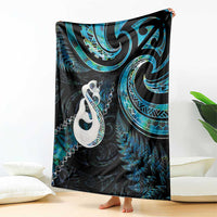New Zealand Aotearoa Blanket Maori Manaia Paua Shell Glitter Turquoise LT05 - Polynesian Pride