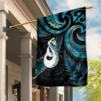 New Zealand Aotearoa Garden Flag Maori Manaia Paua Shell Glitter Turquoise LT05 House Flag Turquoise - Polynesian Pride