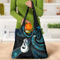 New Zealand Aotearoa Grocery Bag Maori Manaia Paua Shell Glitter Turquoise LT05 - Polynesian Pride