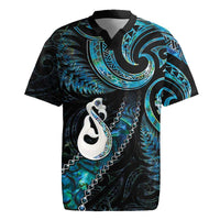 New Zealand Aotearoa Rugby Jersey Maori Manaia Paua Shell Glitter Turquoise