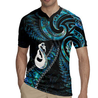 New Zealand Aotearoa Rugby Jersey Maori Manaia Paua Shell Glitter Turquoise