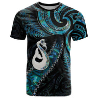 New Zealand Aotearoa T Shirt Maori Manaia Paua Shell Glitter Turquoise LT05 Turquoise - Polynesian Pride