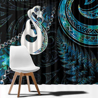 New Zealand Aotearoa Window Curtain Maori Manaia Paua Shell Glitter Turquoise LT05 - Polynesian Pride