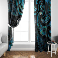 New Zealand Aotearoa Window Curtain Maori Manaia Paua Shell Glitter Turquoise LT05 - Polynesian Pride