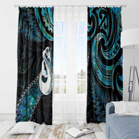 New Zealand Aotearoa Window Curtain Maori Manaia Paua Shell Glitter Turquoise LT05 - Polynesian Pride