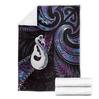 New Zealand Aotearoa Blanket Maori Manaia Paua Shell Glitter Purple LT05 - Polynesian Pride