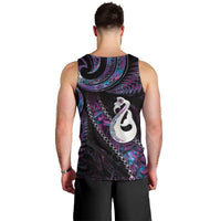 New Zealand Aotearoa Men Tank Top Maori Manaia Paua Shell Glitter Purple LT05 - Polynesian Pride