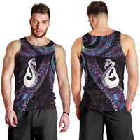 New Zealand Aotearoa Men Tank Top Maori Manaia Paua Shell Glitter Purple LT05 - Polynesian Pride