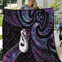 New Zealand Aotearoa Quilt Maori Manaia Paua Shell Glitter Purple