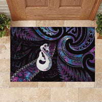 New Zealand Aotearoa Rubber Doormat Maori Manaia Paua Shell Glitter Purple LT05 Purple - Polynesian Pride