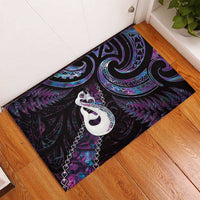 New Zealand Aotearoa Rubber Doormat Maori Manaia Paua Shell Glitter Purple LT05 - Polynesian Pride
