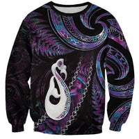 New Zealand Aotearoa Sweatshirt Maori Manaia Paua Shell Glitter Purple LT05 Unisex Purple - Polynesian Pride