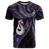 New Zealand Aotearoa T Shirt Maori Manaia Paua Shell Glitter Purple LT05 Purple - Polynesian Pride