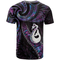 New Zealand Aotearoa T Shirt Maori Manaia Paua Shell Glitter Purple LT05 - Polynesian Pride