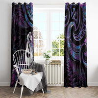 New Zealand Aotearoa Window Curtain Maori Manaia Paua Shell Glitter Purple LT05 - Polynesian Pride