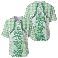 Aloha Hawaii Palaka Baseball Jersey Green Plumeria Lei - Polynesian Pride