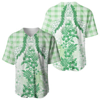 Aloha Hawaii Palaka Baseball Jersey Green Plumeria Lei LT05 - Polynesian Pride
