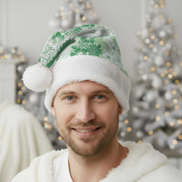 Aloha Hawaii Palaka Christmas Santa Hat Green Plumeria Lei - Polynesian Pride