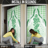 Aloha Hawaii Palaka Door Cover Green Plumeria Lei - Polynesian Pride