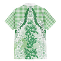 Aloha Hawaii Palaka Family Matching Mermaid Dress and Hawaiian Shirt Green Plumeria Lei - Polynesian Pride