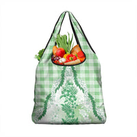 Aloha Hawaii Palaka Grocery Bag Green Plumeria Lei - Polynesian Pride