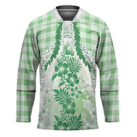 Aloha Hawaii Palaka Hockey Jersey Green Plumeria Lei LT05 Unisex Green - Polynesian Pride