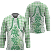 Aloha Hawaii Palaka Hockey Jersey Green Plumeria Lei LT05 - Polynesian Pride