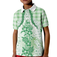 Aloha Hawaii Palaka Kid Polo Shirt Green Plumeria Lei LT05 Kid Green - Polynesian Pride