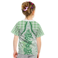 Aloha Hawaii Palaka Kid T Shirt Green Plumeria Lei LT05 - Polynesian Pride