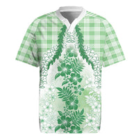 Aloha Hawaii Palaka Rugby Jersey Green Plumeria Lei LT05 Green - Polynesian Pride
