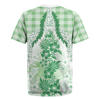 Aloha Hawaii Palaka Rugby Jersey Green Plumeria Lei LT05 - Polynesian Pride