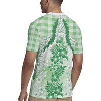 Aloha Hawaii Palaka Rugby Jersey Green Plumeria Lei LT05 - Polynesian Pride