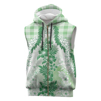 Aloha Hawaii Palaka Sleeveless Zip Hoodie Green Plumeria Lei LT05 Green - Polynesian Pride