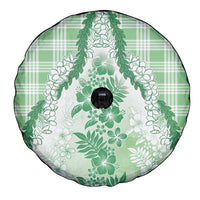 Aloha Hawaii Palaka Spare Tire Cover Green Plumeria Lei - Polynesian Pride